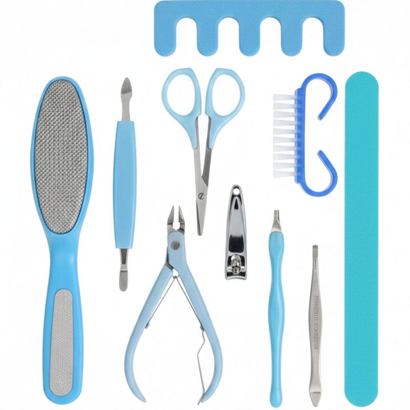 Stainless Callus Removers Set Foot File Pedicure Tools Kit for Feet Nail Clippers Set Fingernail Clipper Toenail Clipper Nail Care Tool with Travel Case for Men Women 10pcs
