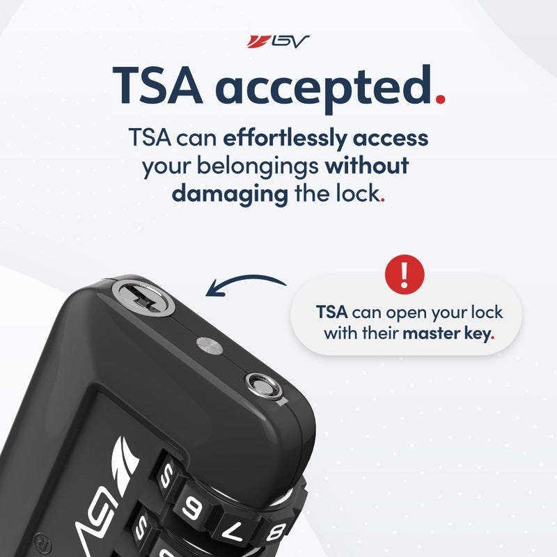 BV TSA Accepted Luggage Travel Lock, Set-Your-Own Combination Lock for School Gym Locker, Luggage Suitcase Baggage Locks, Filing Cabinets, Toolbox, Case (Black, 2 Pack)  - Image 3