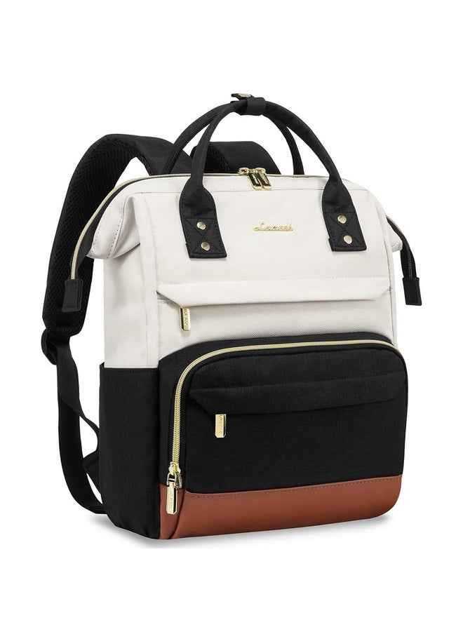 Lovevook LOVEVOOK Mini Backpack for Women, Small Backpacks Purse, College Bookbag for School, Fashion Bag for Travel Work Gift, Lightweight Daypack, Beige-Black-Brown  - Image 1