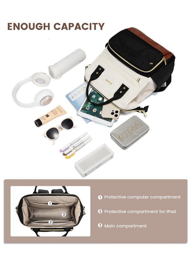 Lovevook LOVEVOOK Mini Backpack for Women, Small Backpacks Purse, College Bookbag for School, Fashion Bag for Travel Work Gift, Lightweight Daypack, Beige-Black-Brown  - Image 3