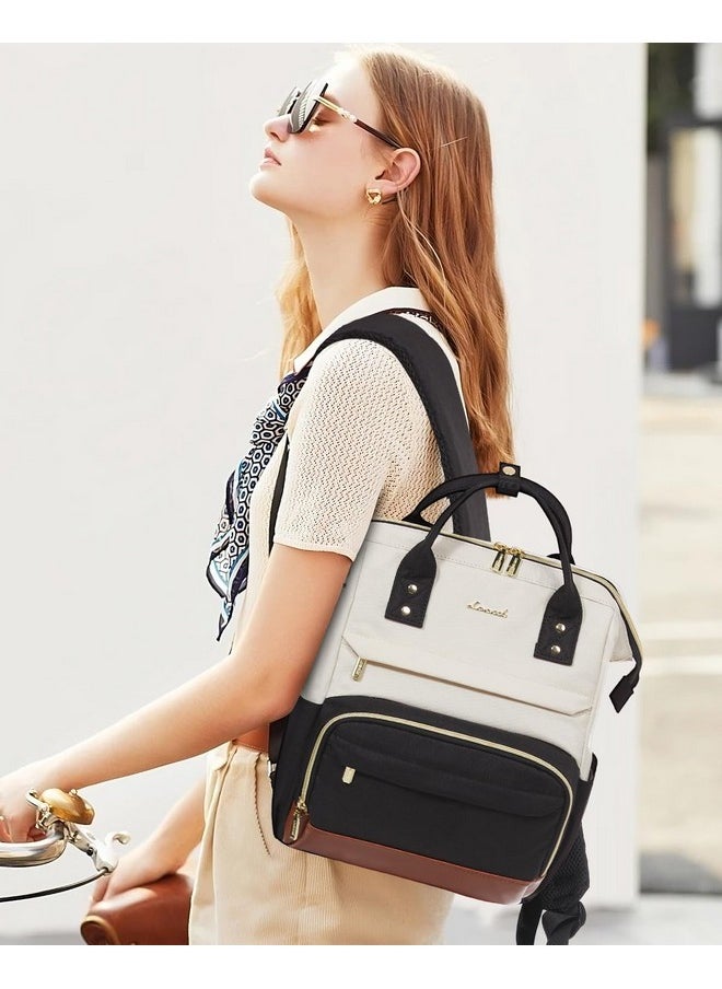 Lovevook LOVEVOOK Mini Backpack for Women, Small Backpacks Purse, College Bookbag for School, Fashion Bag for Travel Work Gift, Lightweight Daypack, Beige-Black-Brown  - Image 5