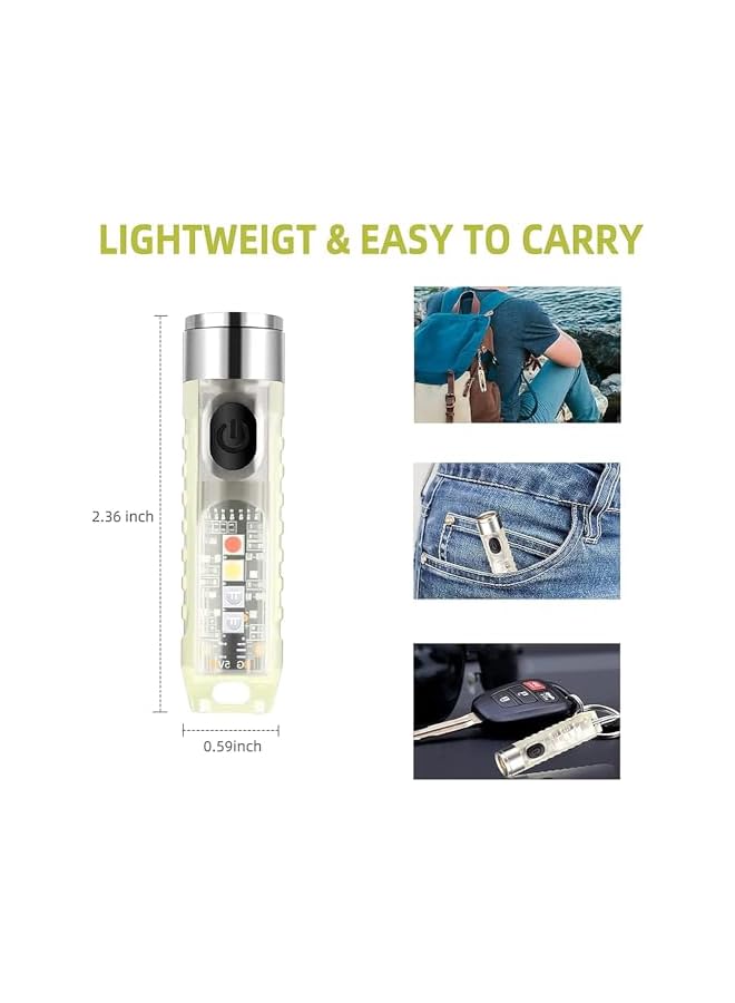 promass Mini LED Flashlights, USB Rechargeable Small Keychain Flashlight, Bright EDC Small Handheld Flash Light, Waterproof, 11 Modes of Main and Side Light, for Daily Using, Camping, Hiking - Image 3