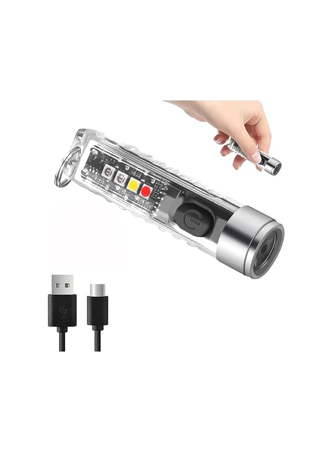 promass Mini LED Flashlights, USB Rechargeable Small Keychain Flashlight, Bright EDC Small Handheld Flash Light, Waterproof, 11 Modes of Main and Side Light, for Daily Using, Camping, Hiking - Image 2