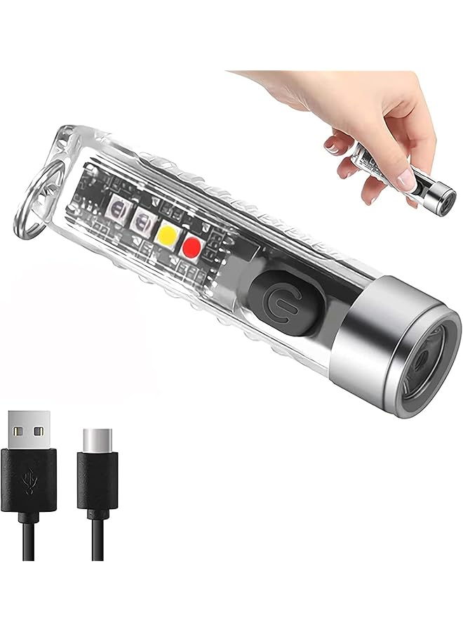 promass Mini LED Flashlights, USB Rechargeable Small Keychain Flashlight, Bright EDC Small Handheld Flash Light, Waterproof, 11 Modes of Main and Side Light, for Daily Using, Camping, Hiking - Image 1