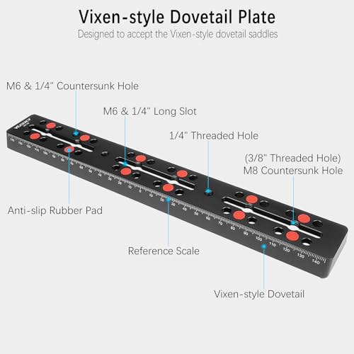 YUEOCT 300mm/11.8" Telescope Rail Bar Vixen Style Dovetail Mounting Plate, with M6 1/4" 3/8" Camera Screw for Telescope Saddle Mount Base OTA Equatorial Head Tripod Adapter Sky Astrophotography - Image 2