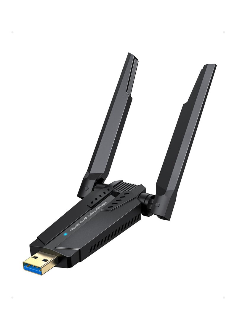 SYOSI AXE5400 WiFi 6E USB Adapter, Tri-Band Long Range USB WiFi Adapter for Desktop PC Laptop 6GHz 2402Mbps + 5GHz 2402Mbps + 2.4G 574Mbps, Ultra-Low Latency WiFi 6 USB Adapter for Windows 11/10  - Image 2