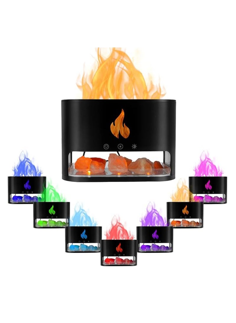 DIGI CORE Aroma Diffuser 250ML Aroma Flame Essential Oil Diffuser With 7 Colour Lights Auto Shut-Off Night Light Salt Lamp Diffuser Silent Cool Mist Humidifier Air Humidifier For Home, Office, And Bedroom Black - Image 1
