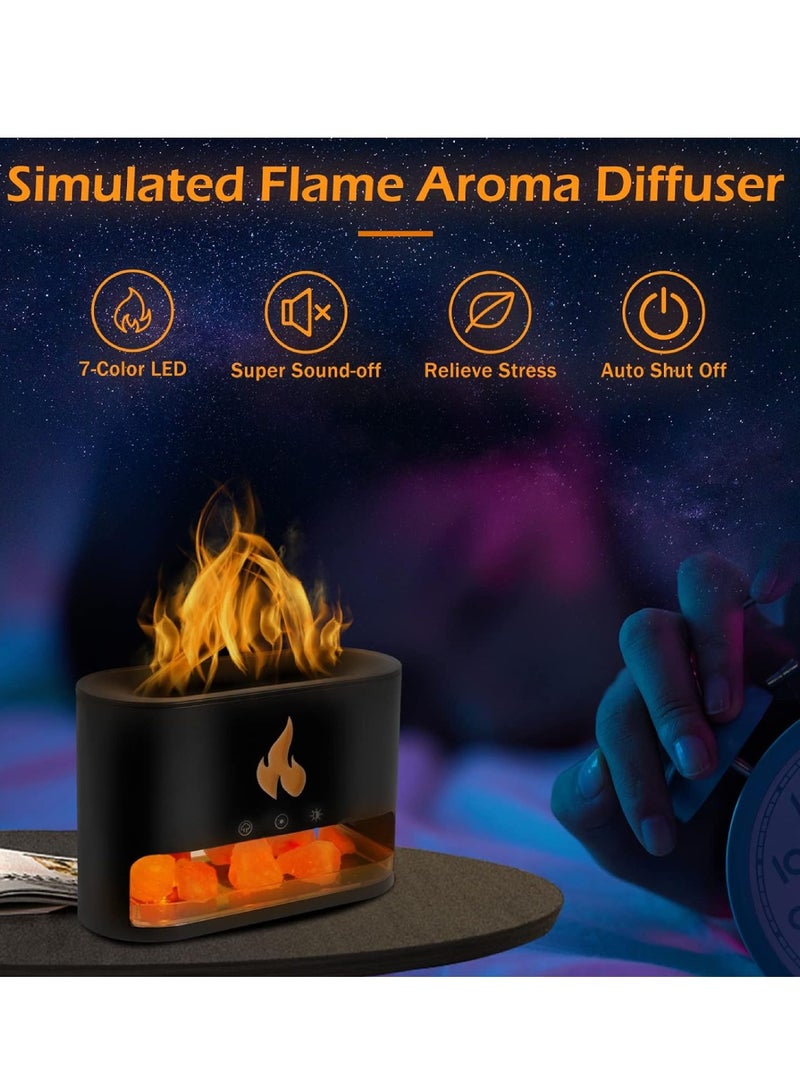 DIGI CORE Aroma Diffuser 250ML Aroma Flame Essential Oil Diffuser With 7 Colour Lights Auto Shut-Off Night Light Salt Lamp Diffuser Silent Cool Mist Humidifier Air Humidifier For Home, Office, And Bedroom Black - Image 3