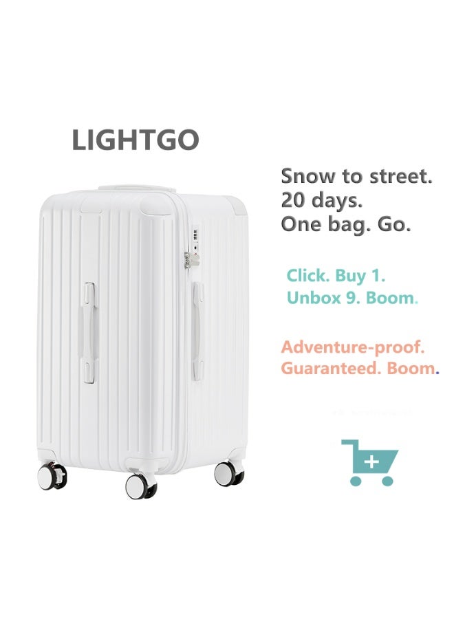 LIGHTGO 7610 white large suitcase PC Suitcase Trunk case check in luggage 27inch with TSA travel case - Image 1