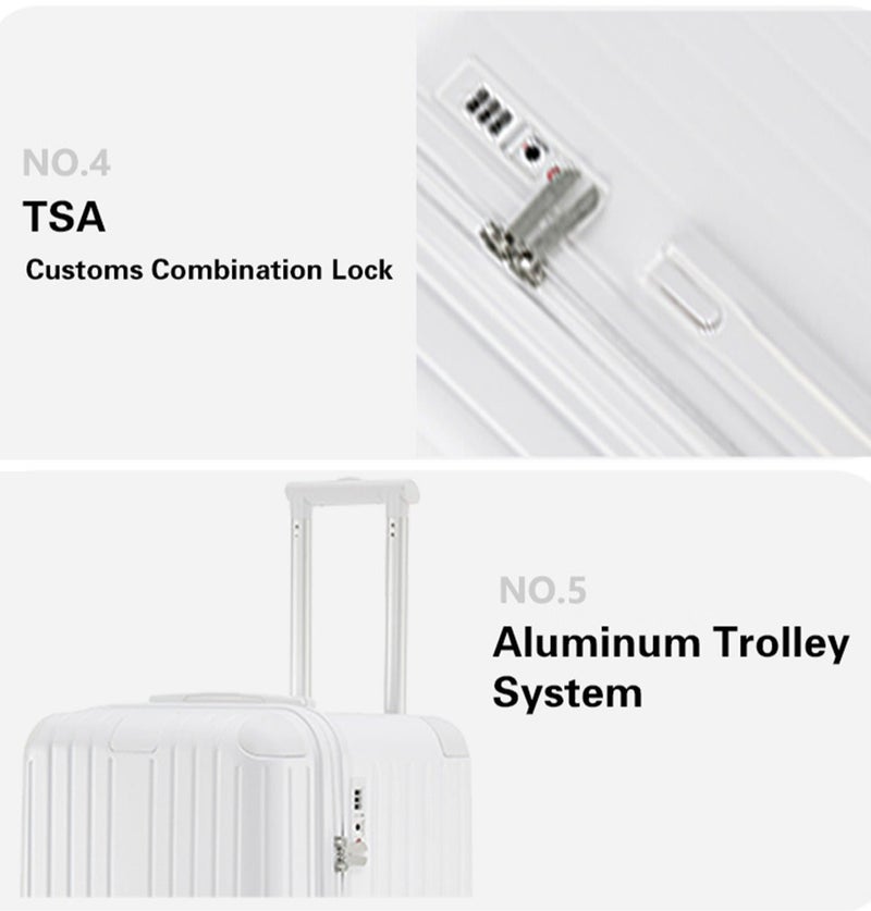 LIGHTGO 7610 white large suitcase PC Suitcase Trunk case check in luggage 27inch with TSA travel case - Image 5