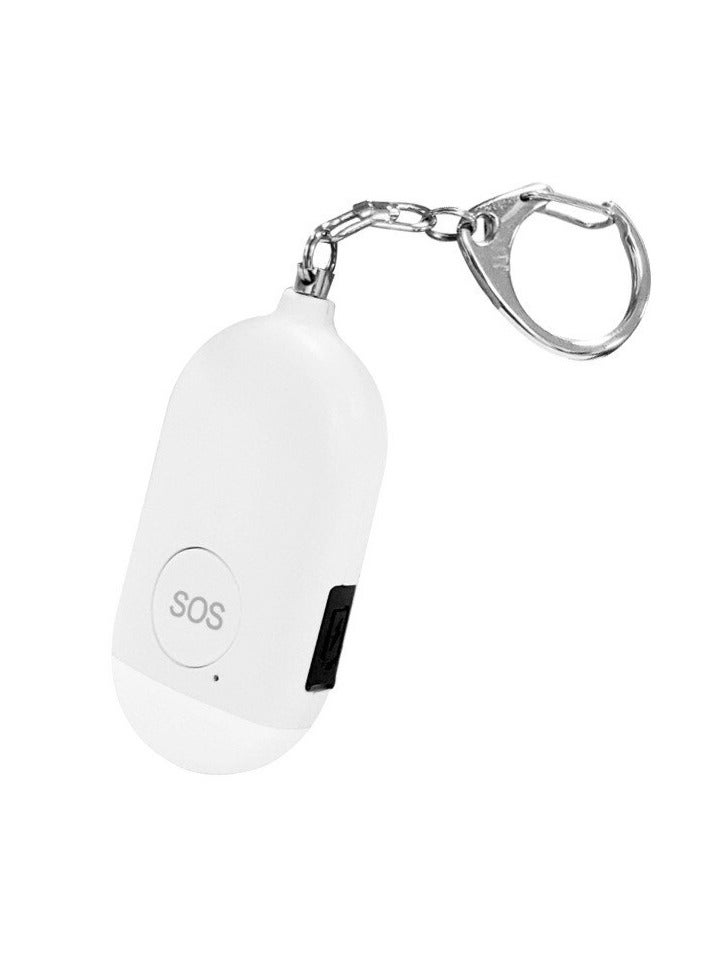 AROAQ SOS Personal Alarm, Waterproof Hanging Flashlight Alarm, USB Rechargeable Loud Alarm Safety Keychain, Easy To Carry Self Defense Siren For Elderly Women Kids, (1pc, B300 White) - Image 1