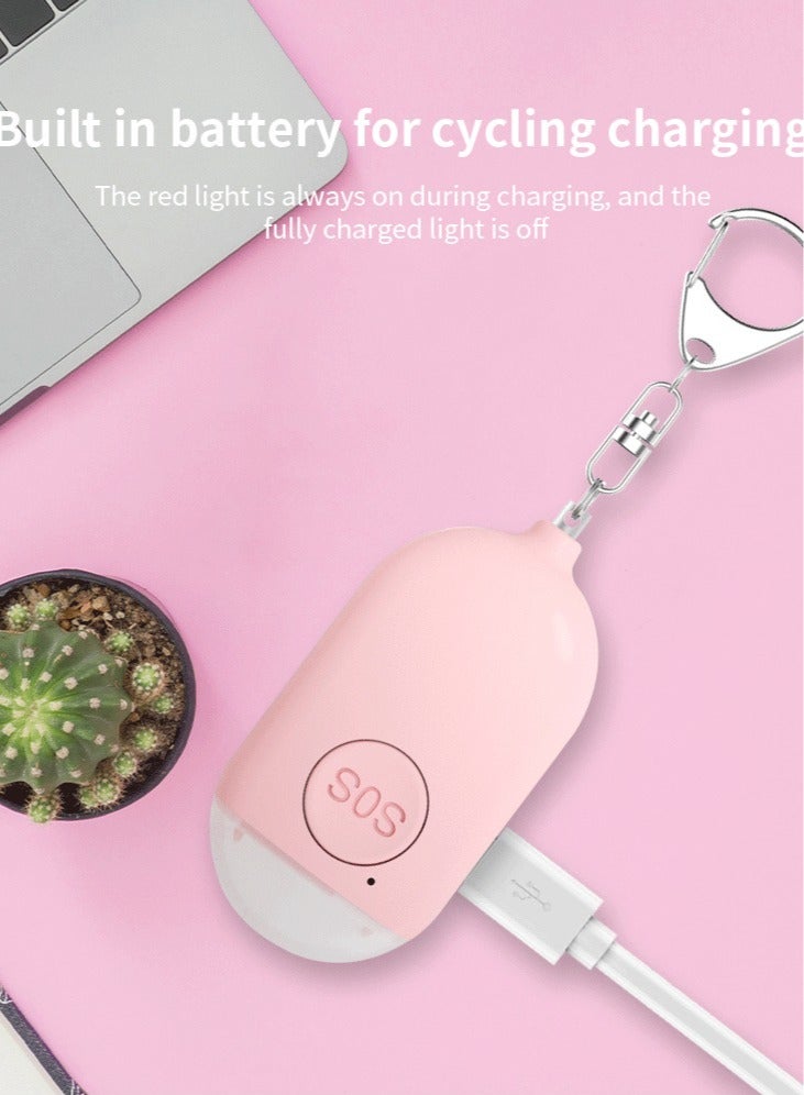 AROAQ SOS Personal Alarm, Waterproof Hanging Flashlight Alarm, USB Rechargeable Loud Alarm Safety Keychain, Easy To Carry Self Defense Siren For Elderly Women Kids, (1pc, B300 White) - Image 3