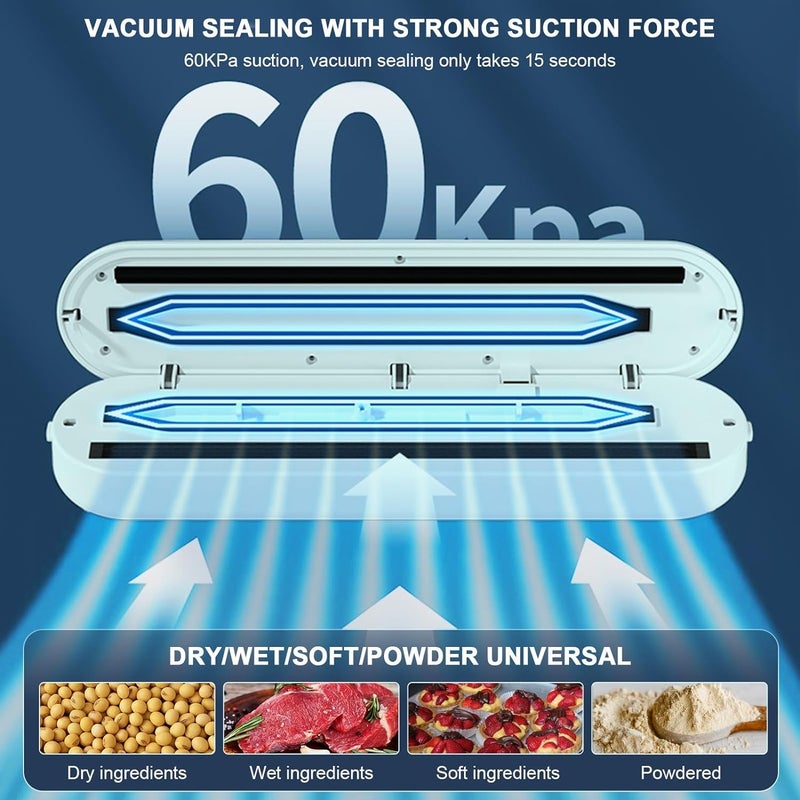 AEKDO Automatic Vacuum Food Sealers Mini Household Vacuum Preservation Machine Electric Vacuum Sealer Machine for Household Food Packing Storage Vacuum Packing Machine Vacuum Sealing Machine multicolor - Image 2