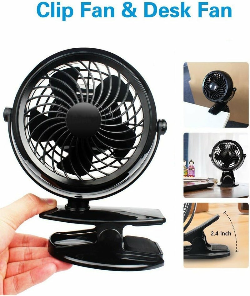 Gazeled Battery Operated Fans, Stroller Fan Battery Operated, Portable Battery Powered Fan with Clip, 5 Inch Cordless Fan for Camping, Mini Quiet Personal Fan for Bed, Car, 8 Free AA Batteries - Image 2