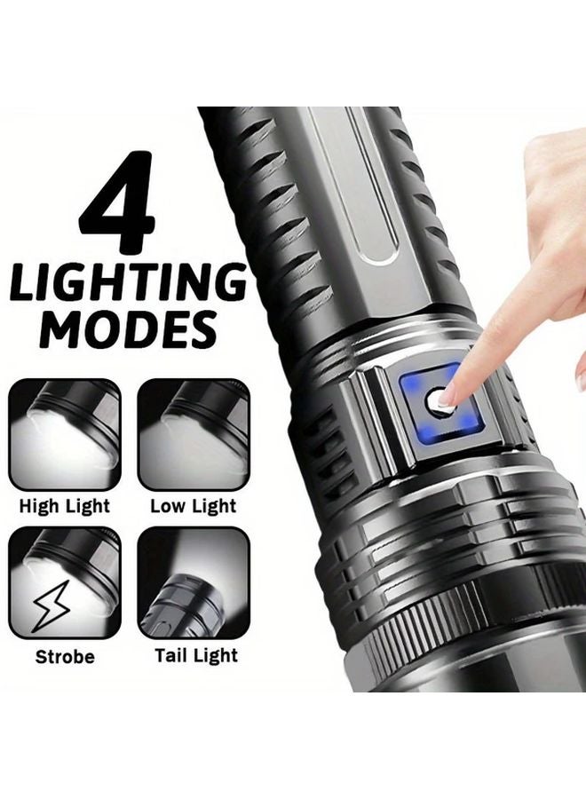1pc Zoomable LED Rechargeable USB Flashlight Portable Handheld Lamp Tail Light - Image 3