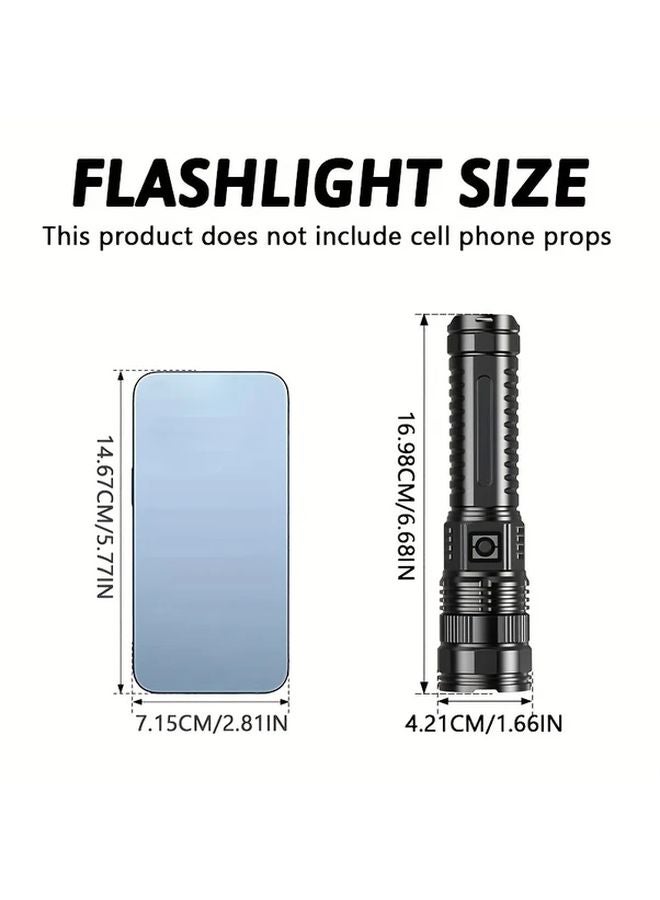 1pc Zoomable LED Rechargeable USB Flashlight Portable Handheld Lamp Tail Light - Image 4