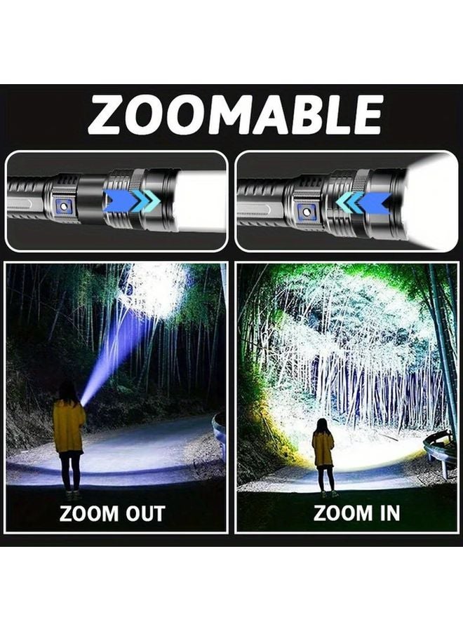 1pc Zoomable LED Rechargeable USB Flashlight Portable Handheld Lamp Tail Light - Image 5