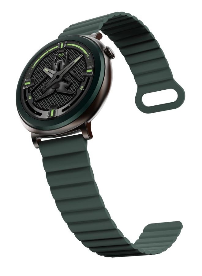 HiFuture - HiFuture AURORA Smartwatch, 1.43 Inch Amoled Display, Wireless Calling, Magnetic Strap, Syntra AI, IP68 Waterproof, Heart Rate Monitoring, Sleep Quality Analysis, Sports Mode, Green - Image 1