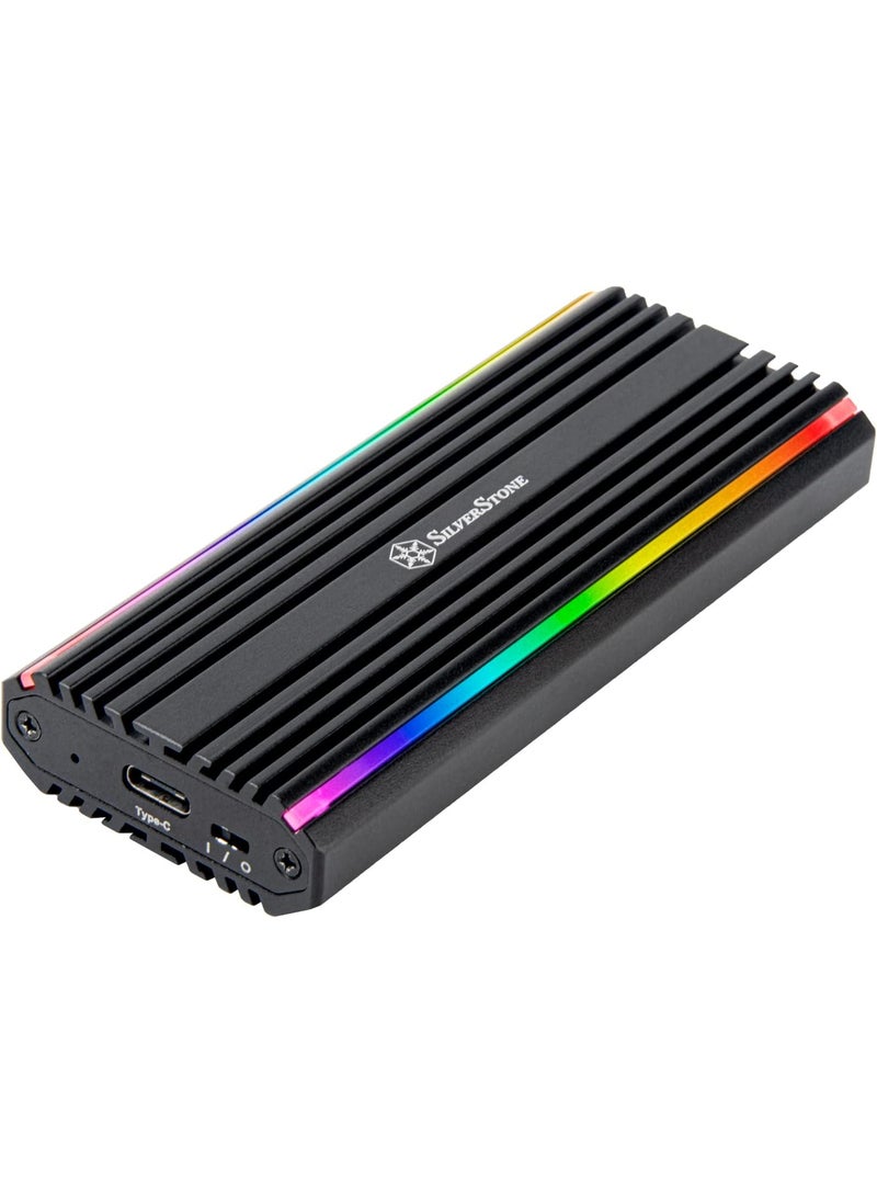 SilverStone SilverStone Technology USBC 32 Gen2 10Gbps NVMe  SATA M2 SSD RGB Enclosure SSTMS13  - Image 1