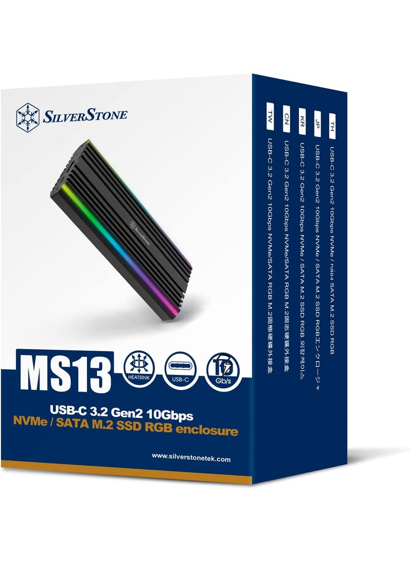 SilverStone SilverStone Technology USBC 32 Gen2 10Gbps NVMe  SATA M2 SSD RGB Enclosure SSTMS13  - Image 5