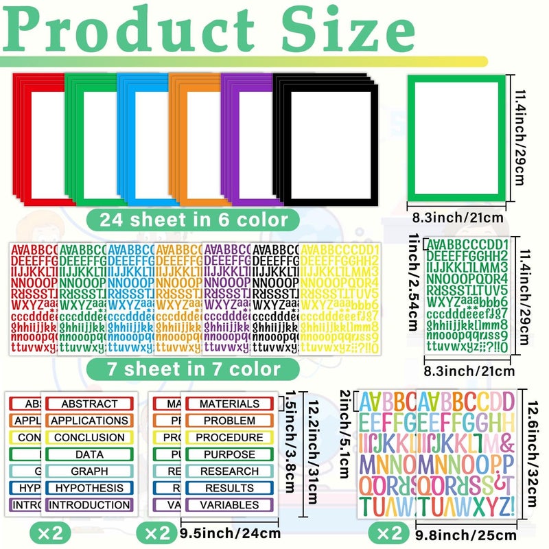 LonlyEagle 37 Colorful Sheets Self-Adhesive Science Fair Board Supplies - Presentation Subtitles, Project Titles, Personalized Letter Stickers for Classroom and Office - Image 2