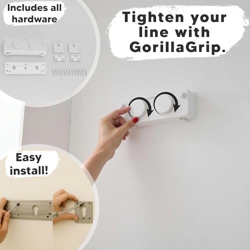 GorillaLine Max - Retractable Clothesline Indoor Outdoor Clothes Line - Heavy Duty Clothes Drying Laundry Line - Wall Mounted Drying Rack - Air Dry Clothing - Max Tighten with GorillaGrip - Image 4