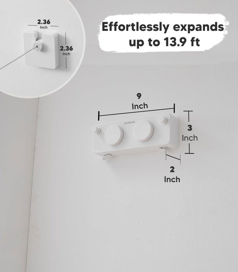 GorillaLine Max - Retractable Clothesline Indoor Outdoor Clothes Line - Heavy Duty Clothes Drying Laundry Line - Wall Mounted Drying Rack - Air Dry Clothing - Max Tighten with GorillaGrip - Image 5