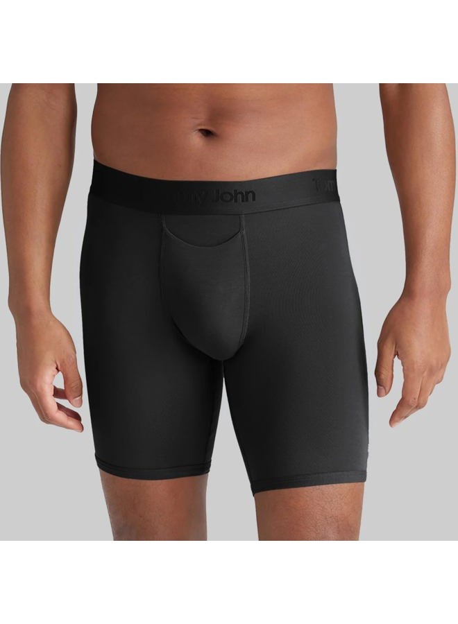 Tommy John Second Skin Boxer Briefs for Men 8", Modal Stretch Fabric, Men's Underwear with Quick Draw Fly and Contour Pouch, Black / Turbulence / Dress Blues - 3 Pack, XXL - Image 2