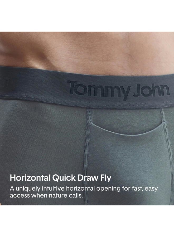 Tommy John Second Skin Boxer Briefs for Men 8", Modal Stretch Fabric, Men's Underwear with Quick Draw Fly and Contour Pouch, Black / Turbulence / Dress Blues - 3 Pack, XXL - Image 4