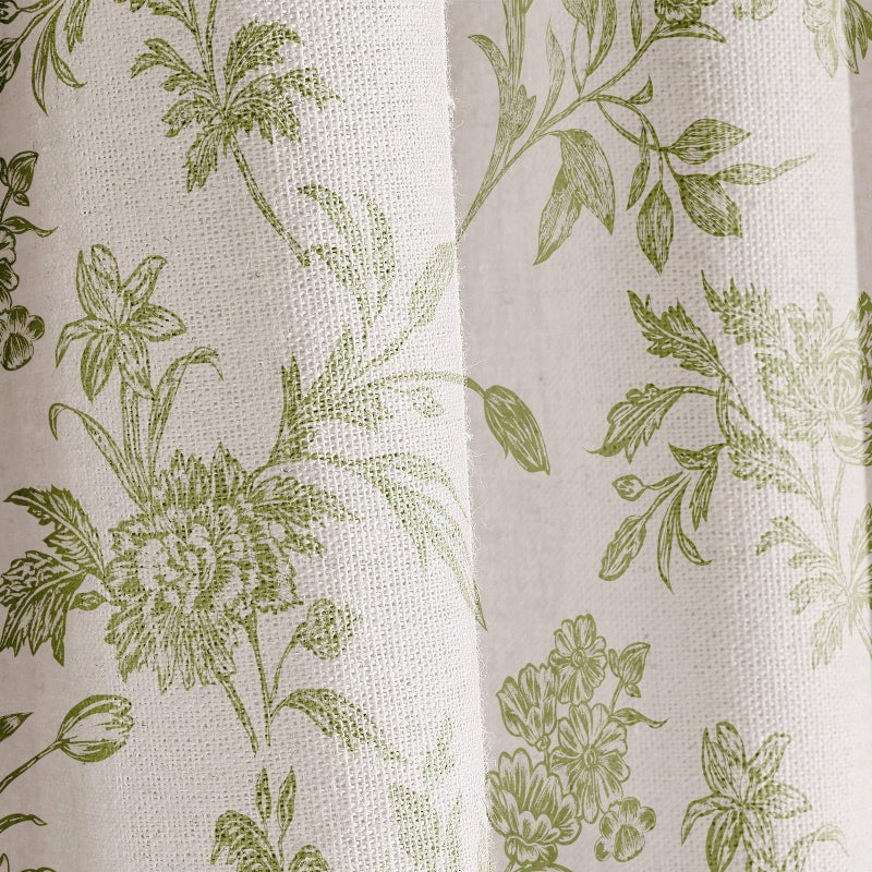 WOUVMA Sage Green Shower Curtain Floral Cotton Linen Cottagecore Shower Curtain for Bathroom 72"" W x 72"" L - Image 4