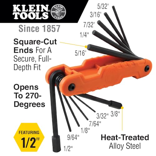 KLEIN TOOLS 70552 Pro Folding Hex Key Set 21Key SAE and Metric Hex Key Set with HighLeverage Blades 2Pack - Image 3