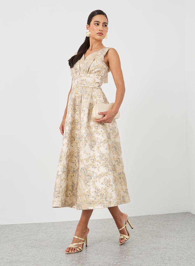 ستايلي فستان ميدي بنقشة الزهور الجاكار - Image 2