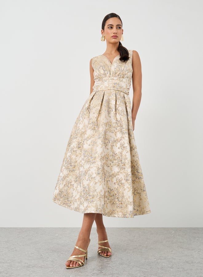 ستايلي فستان ميدي بنقشة الزهور الجاكار - Image 1