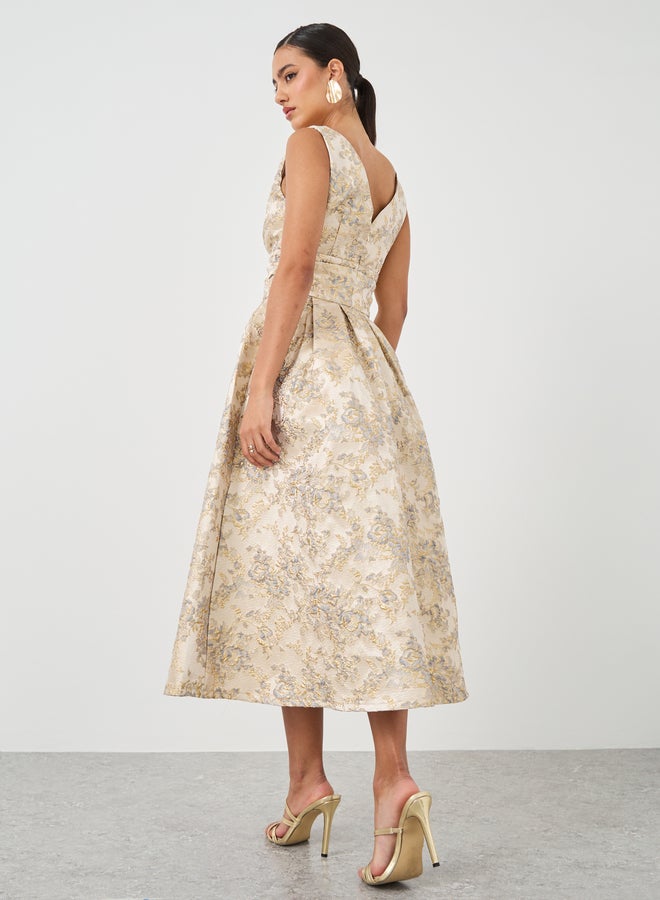 ستايلي فستان ميدي بنقشة الزهور الجاكار - Image 5