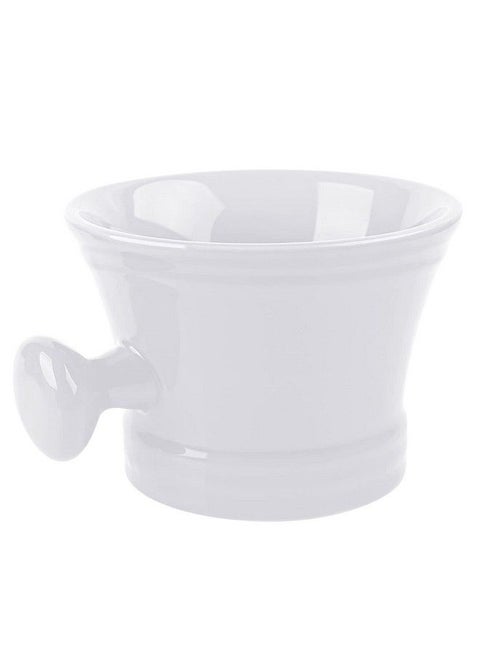 Ceramic Shaving Mug With Knob Handle Deep Size Wet Shaving Cup Razor Shave Soap And Cream Bowl For Men White