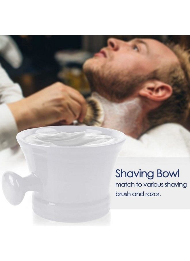 Ceramic Shaving Mug With Knob Handle Deep Size Wet Shaving Cup Razor Shave Soap And Cream Bowl For Men White