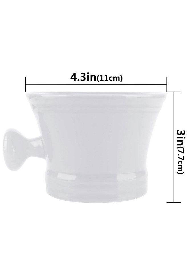 Ceramic Shaving Mug With Knob Handle Deep Size Wet Shaving Cup Razor Shave Soap And Cream Bowl For Men White