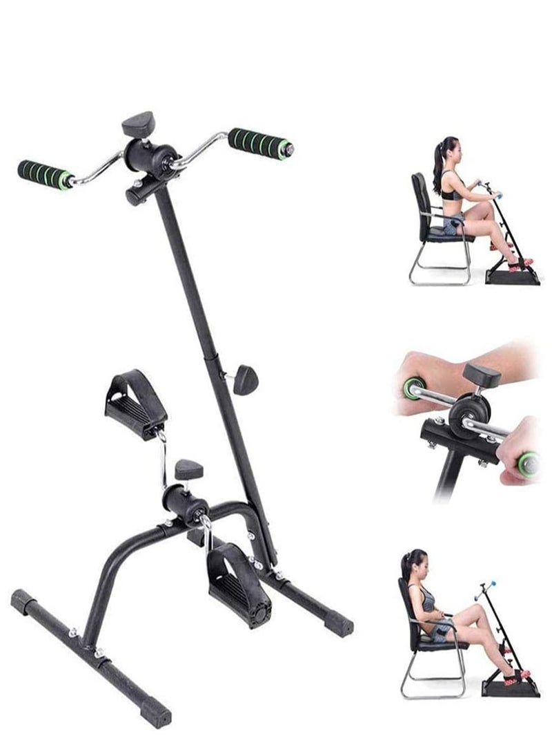 Generic Exercise Bike Adjustable Bike Pedal Exerciser With Non-Slip Feet Pad Fitness Equipment For Seniors And Elderly Folding Exercise Bike For Leg Arm And Knee Recovery Exercise (Black) - Image 1