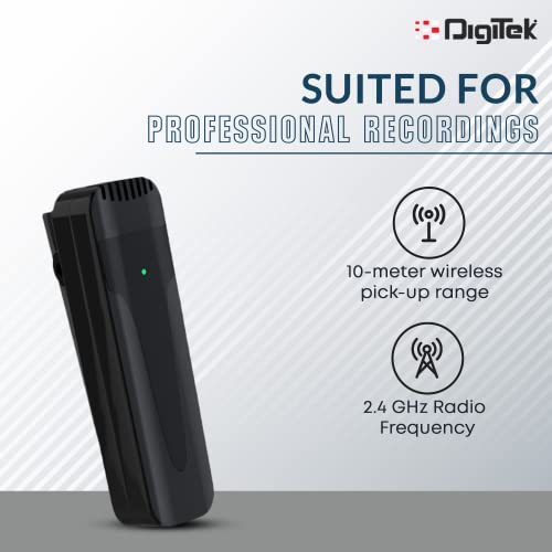 DIGITEK® (DWM-005) Wireless Microphone System with 3.5mm Aux Connector & Noise Cancellation, 10M Wireless Range, 4-Hour Working Time, Ideal for YouTube, Vlogs, Live Streaming, Video Shooting & More - Image 3