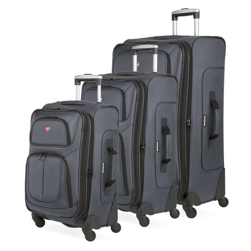 SWISSGEAR SwissGear Sion Softside Expandable Roller Luggage, Dark Grey, 3 Piece Set (21/25/27), Sion Softside Expandable Roller Luggage  - Image 1