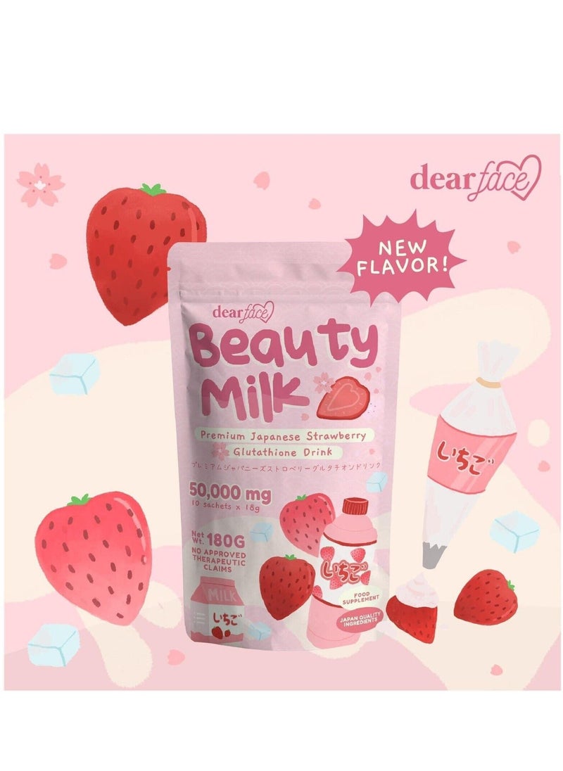 dear face - Face Beauty Milk Japanese Collagen MELON & STRAWBERRY Drink - 50,000mg Hydrolyzed Collagen - Image 1