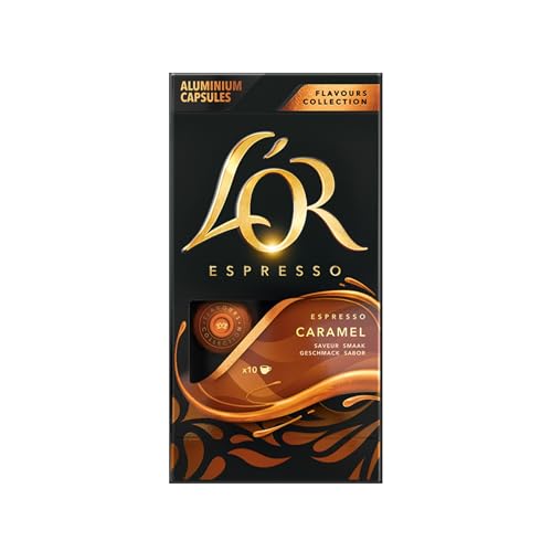 L'or LOR Espresso Capsules 10 Count Caramel SingleServe Aluminum Coffee Capsules Compatible with the LOR BARISTA System  Nespresso Original Machines 10 Count Pack of 1 - Image 1