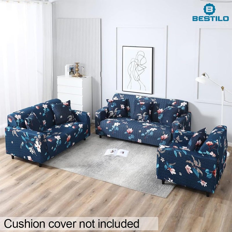 B BESTILO B BESTILO Sofa Cover 3 Seater and 2 Seater Fully Covered Universal 5 Seater Sofa Cover NonSlip Sticky Elastic Stretchable Sofa Set Slipcover Protector for Blue Lotus Five Seater 311  - Image 3