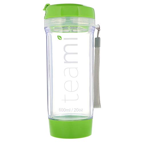 Teami Tea Tumbler Infuser Bottle - Green, 20 Ounce - BPA FREE - Double Walled Mug, Hot or Cold - Our Best Infusion Bottles for Infused Fruit, Smoothies, Tea, even Coffee