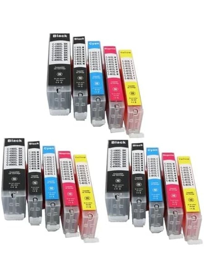 Compatible Ink Cartridge 5 Color 3 Set For Canon PGI 650 CLI 651 MG5560 5660 6540 IP7160 7260 8760 - Image 1