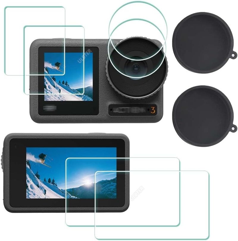 Luckam Screen Protector for DJI OSMO Action 3, Lens Cap Cover, 0.3mm 9H Hardness Tempered Glass Protector, Anti-Scrach Anti-Fingerprint Anti-Bubble Camera Protect Film - Image 1