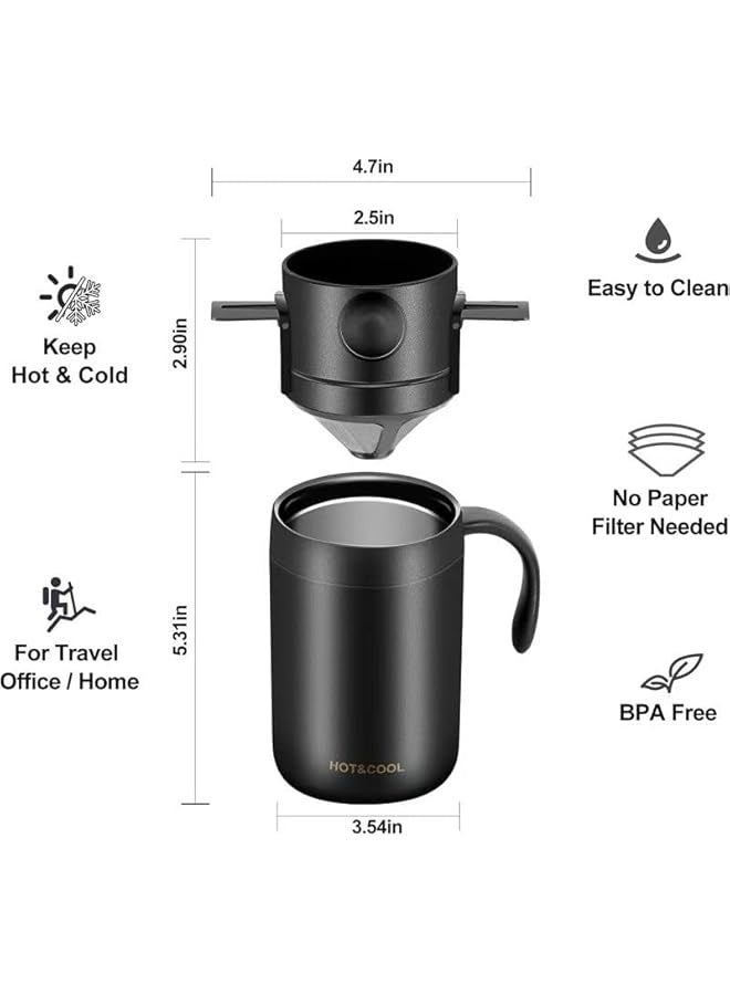HOT&COOL Travel Coffee Mug - Stainless Steel Vacuum Insulated Tumbler for Hot & Cold Drinks - Spill-Proof, Double Wall Thermal Cup for Home, Office & Outdoor Use (350ml/500ml) - Image 2