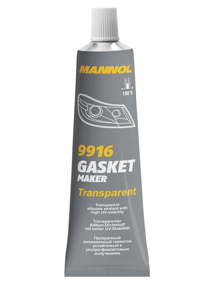 MANNOL 9916 Gasket Maker Transparent | Transparent Sealant | Silicone Gasket | Flexible Gasket | Multi-Purpose Gasket Maker | (85g) - Image 1