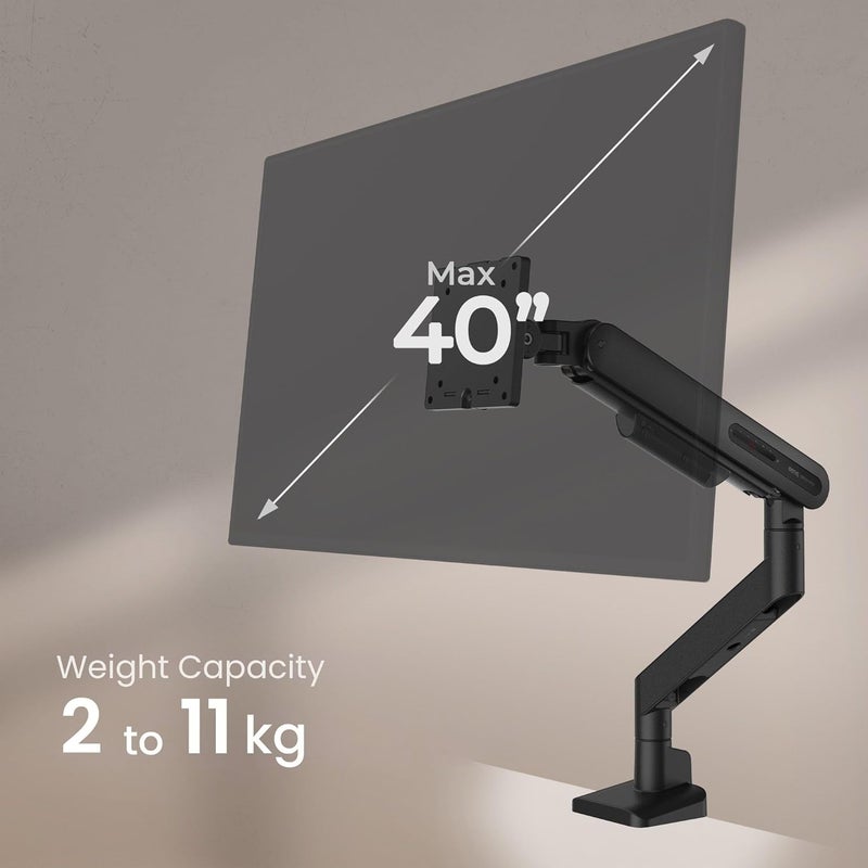 BenQ ErgoArm BSL01 VESA Desk Mount for Screens up to 40" & 10 Kgs. Black | VESA compatible 75×75, 100×100. Fits desk thickness 10–50mm. Top mounting - clamp & grommet. Preset tension for quick setup. black - Image 2