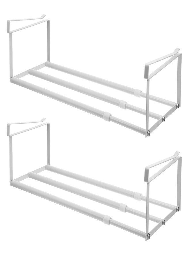 Zyghjort 2 Pcs Expandable Shoe Rack Organizer, Hanging Shoe Shelf Under Cabinet Storage Shelf with 3/4 Inch Thick Clips, Retractable Space Saving Rack for Closet Pantry Laundry Room (White, 16.5-31.5 Inch) - Image 1